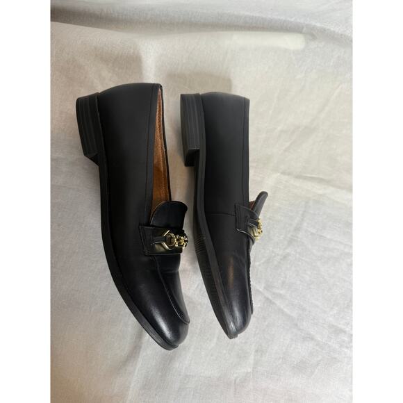 Natrualizer Loafer Low Heal Black Leather Gold Tone Chain Accent Slip On 6.5 - Picture 4 of 10